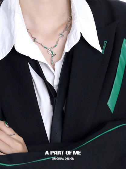 Slytherin Green Serpent Coil Necklace