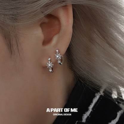 Frosted Snowflake Zircon Earrings