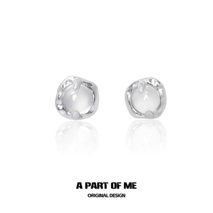 White Agate Mini Stud Earrings