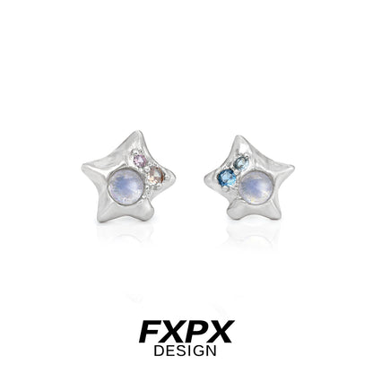 Stylish FXPX Y2K star earrings with colorful gemstones for a trendy look
