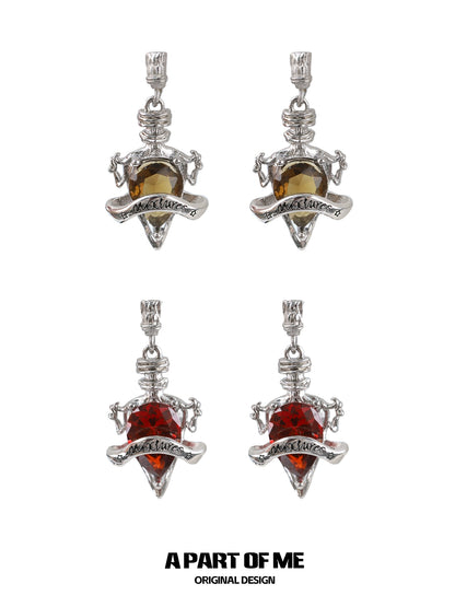 Red Zircon Retro Earrings