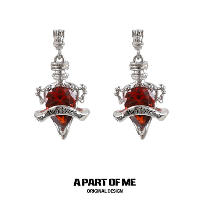 Red Zircon Retro Earrings