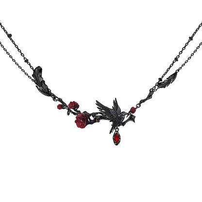 Rose Raven Clavicle Necklace