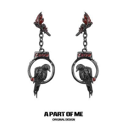 Gothic Crow Handcuff Earrings