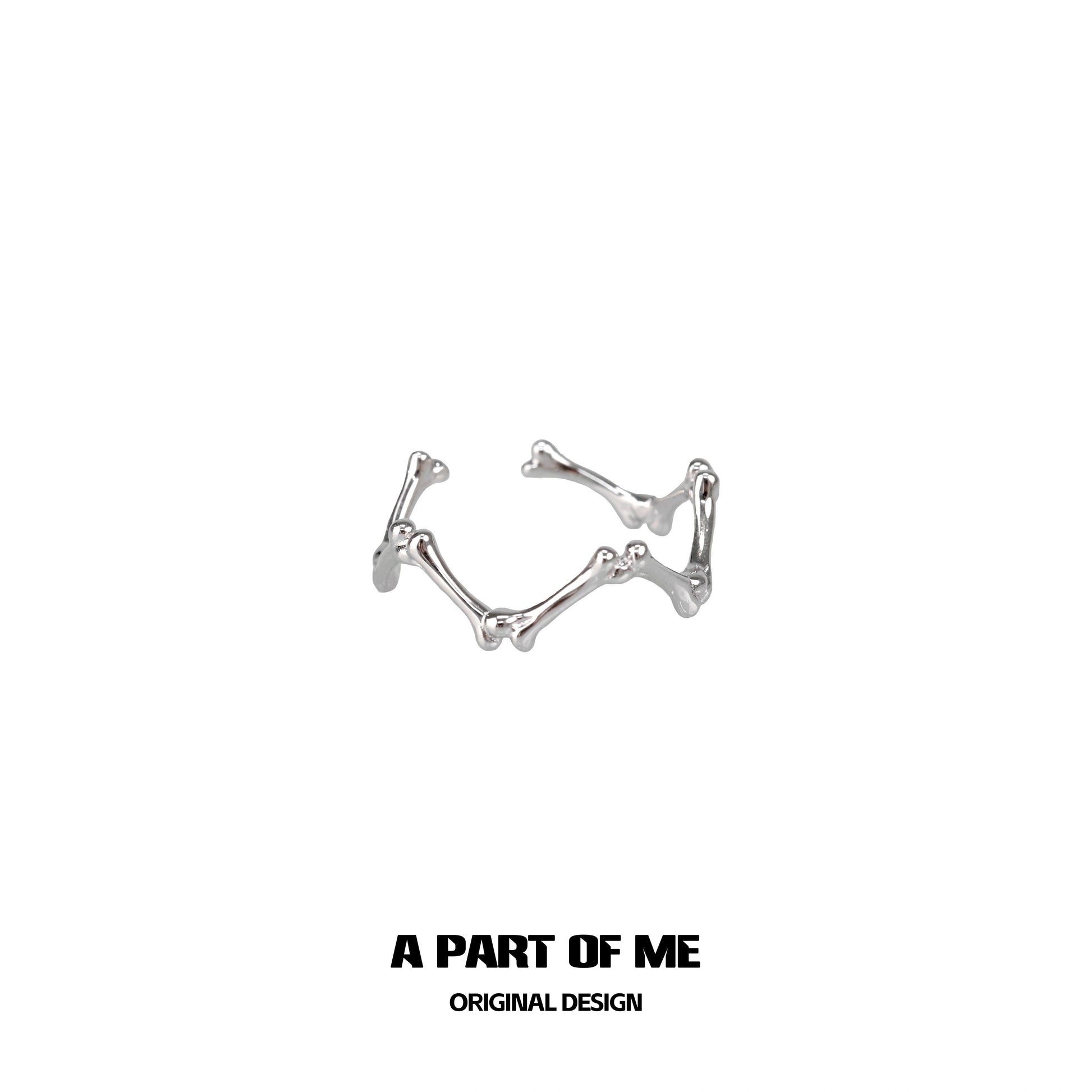 Abstract bone silver ring with a unique design by A PART OF ME for stylish accessories