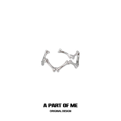 Abstract bone silver ring with a unique design by A PART OF ME for stylish accessories