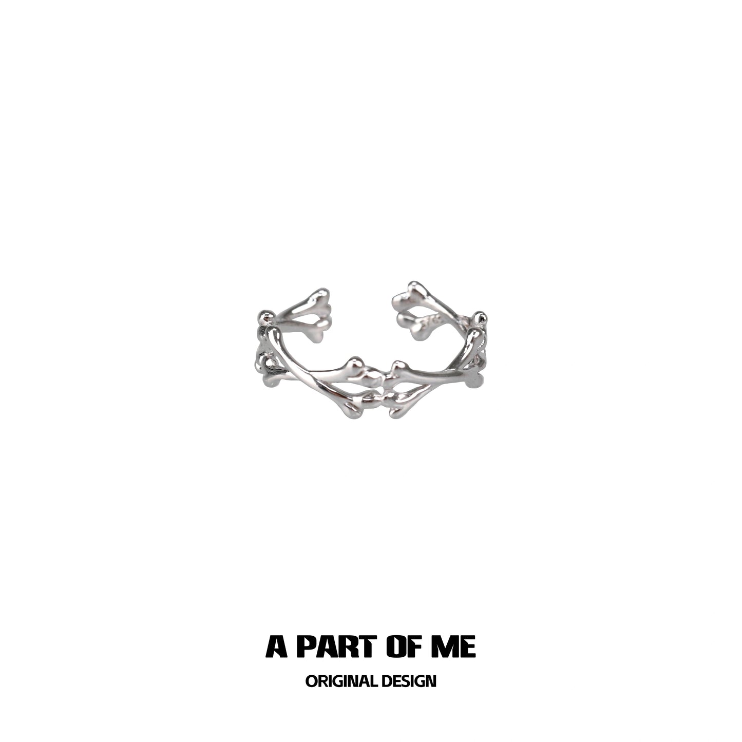 Abstract bone silver ring by A PART OF ME featuring a unique and intricate design