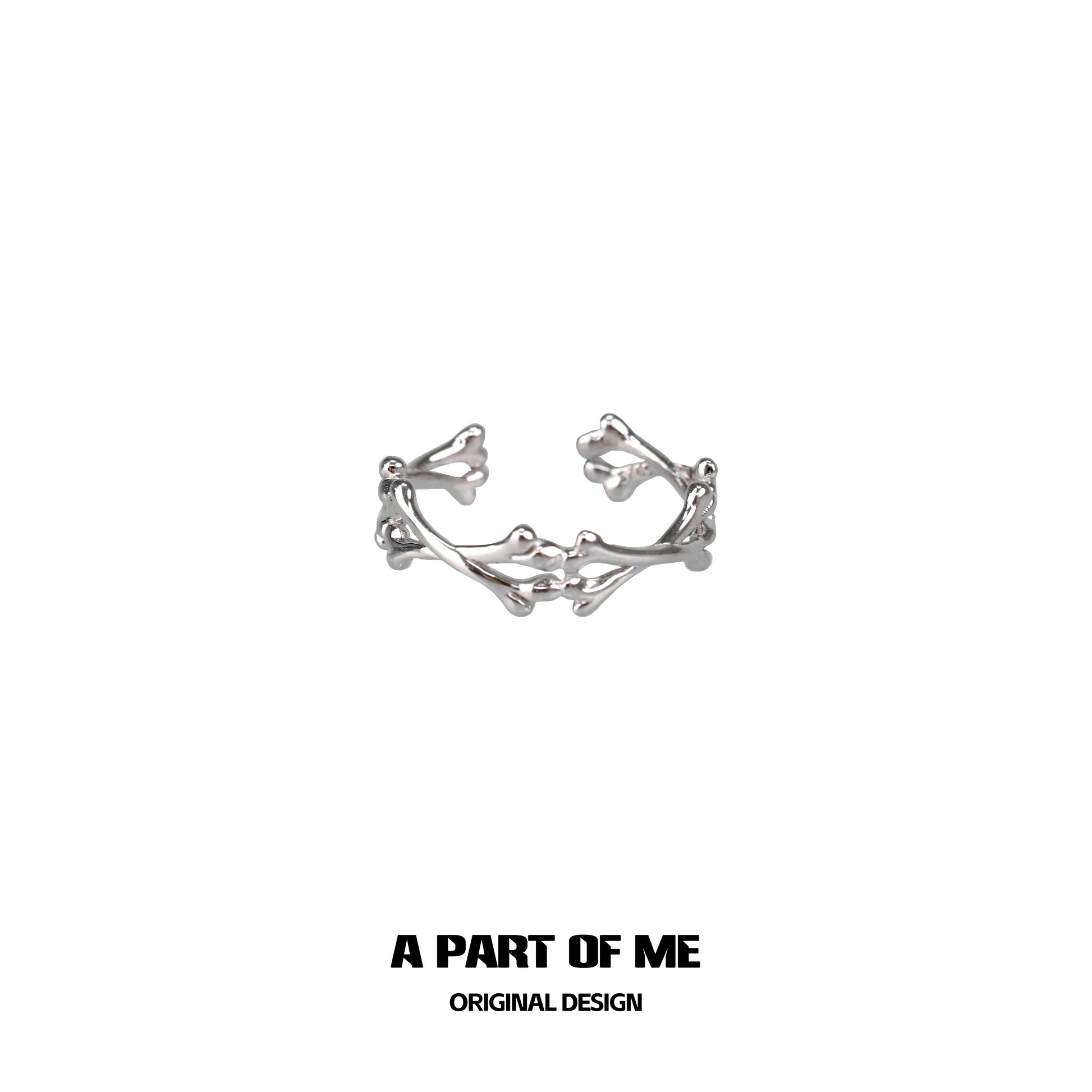 Abstract bone silver ring by A PART OF ME featuring a unique and intricate design