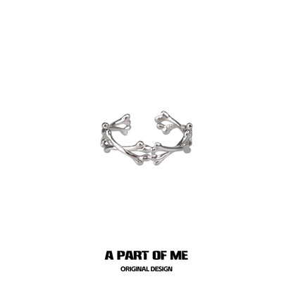 Abstract bone silver ring by A PART OF ME featuring a unique and intricate design