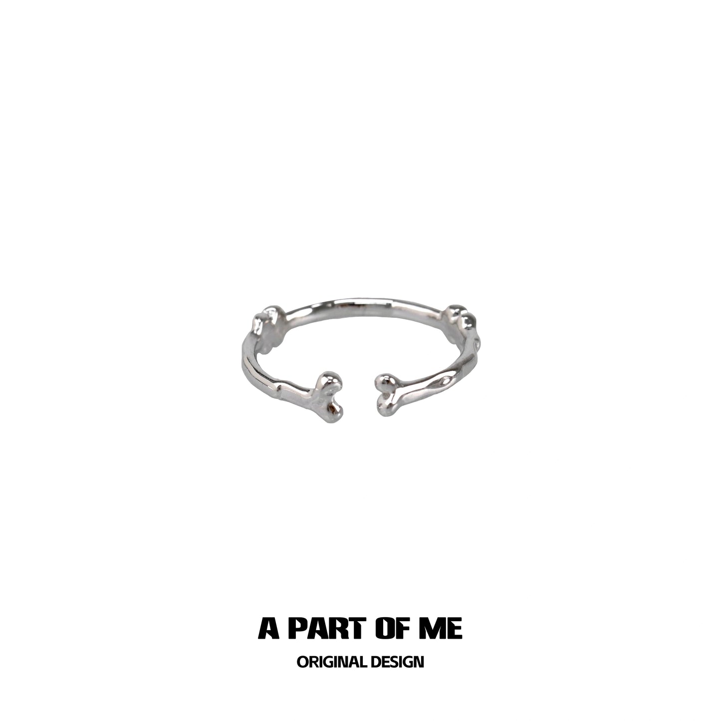 Abstract bone silver ring by A PART OF ME featuring a unique bone-inspired design