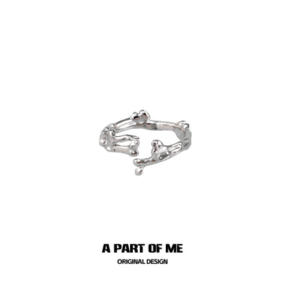 Stylish abstract bone silver ring for a unique jewelry statement from A PART OF ME