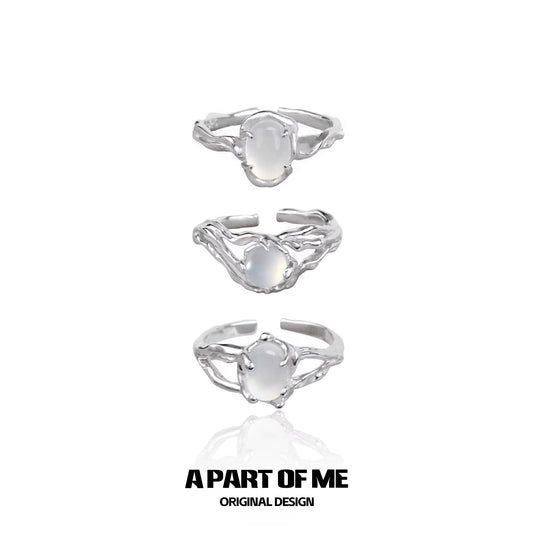 A PART OF ME silver agate textured ring in three unique designs, showcasing elegant craftsmanship