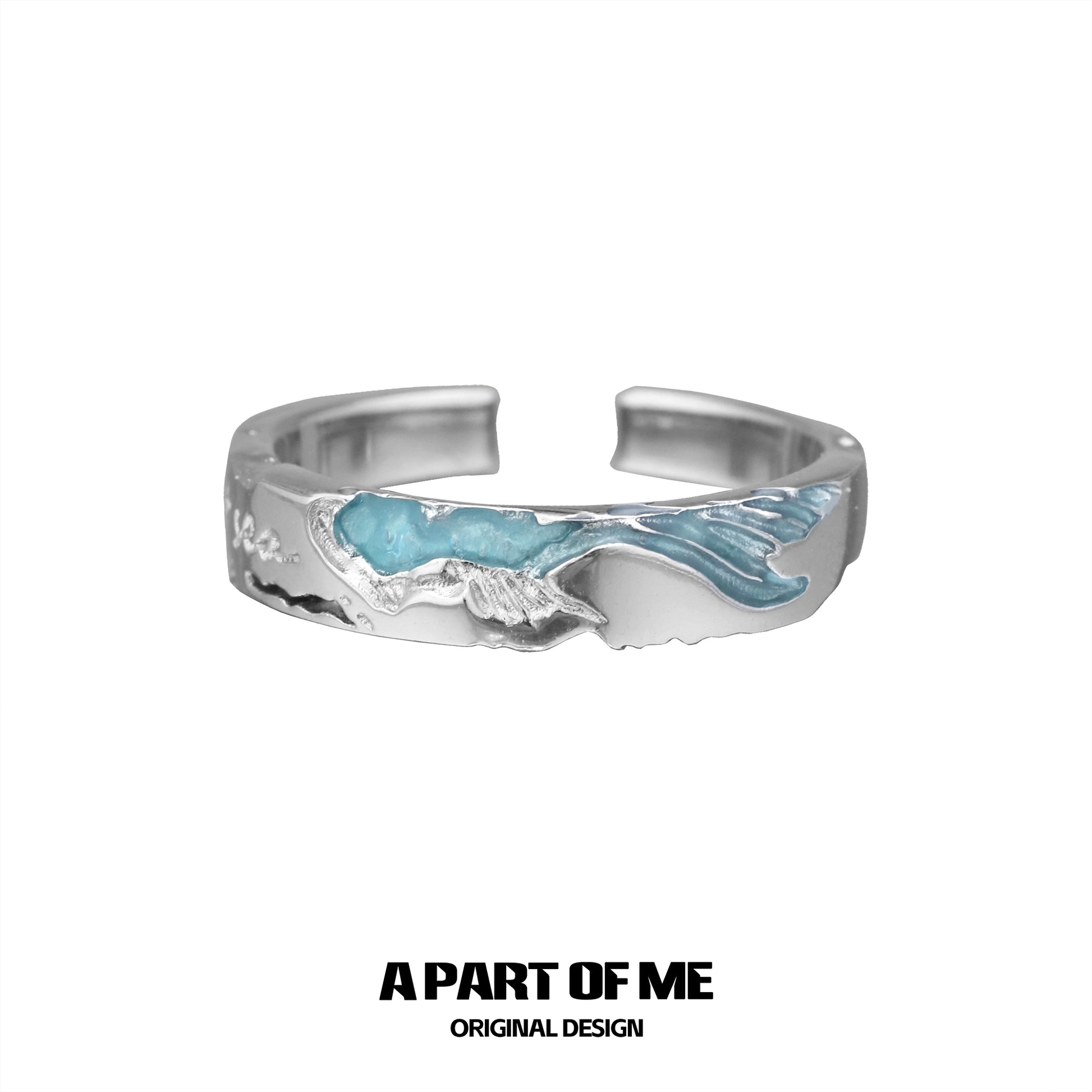 A PART OF ME Azure Dream Fish Ring in Silver with Turquoise Accents for Unique Jewelry Style