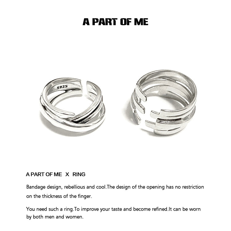 A PART OF ME bandage wrap punk ring with a unique design suitable for all finger sizes