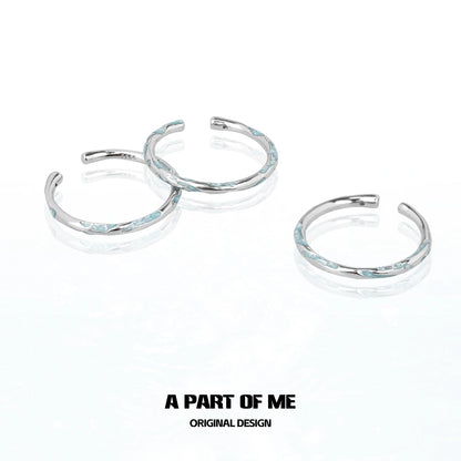 A PART OF ME blue minimalist ring set featuring sleek silver designs for modern styling