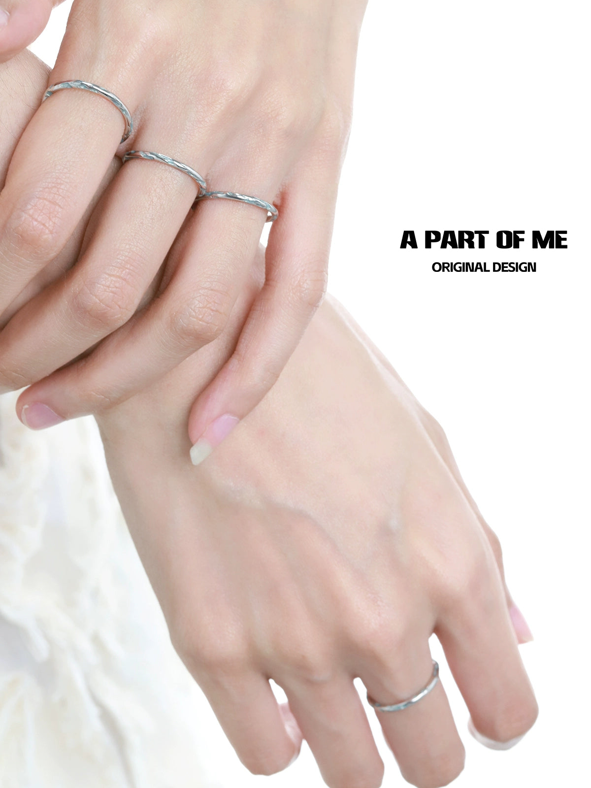 A Part of Me blue minimalist ring showcased on elegantly manicured fingers for a stylish look