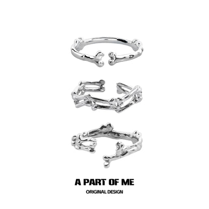 A Part of Me bone ring gothic jewelry showcasing a unique bone-like design in silver