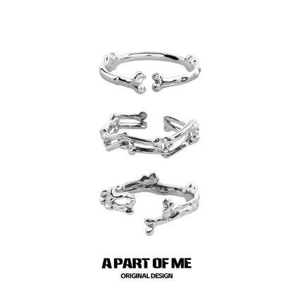 Bone ring gothic jewelry in silver featuring a unique organic design from A PART OF ME