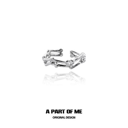 A PART OF ME bone ring gothic jewelry in silver, featuring a unique skeletal design for a bold statement