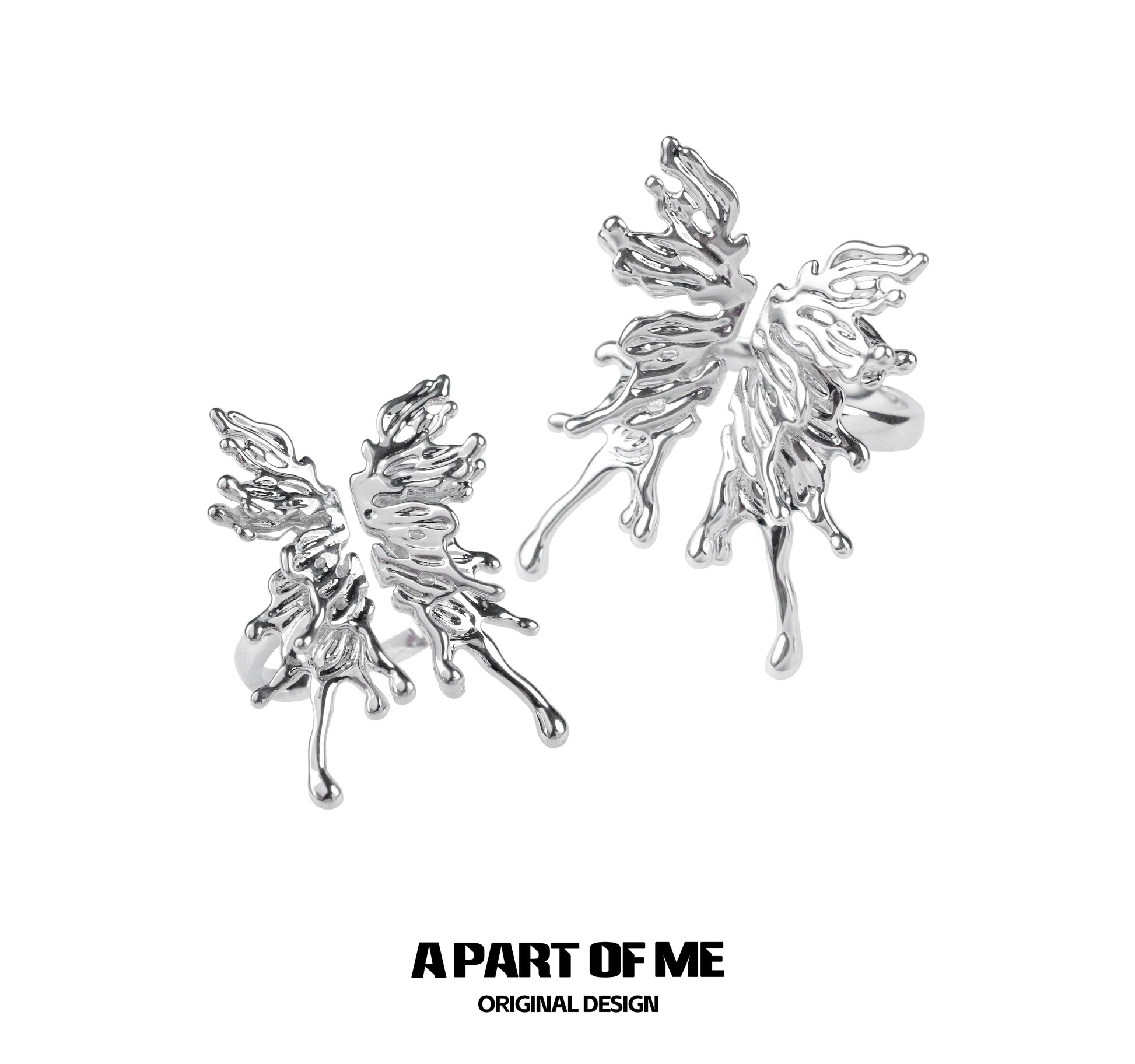 A PART OF ME butterfly liquid metal ring featuring a unique and artistic design for elegant fashion