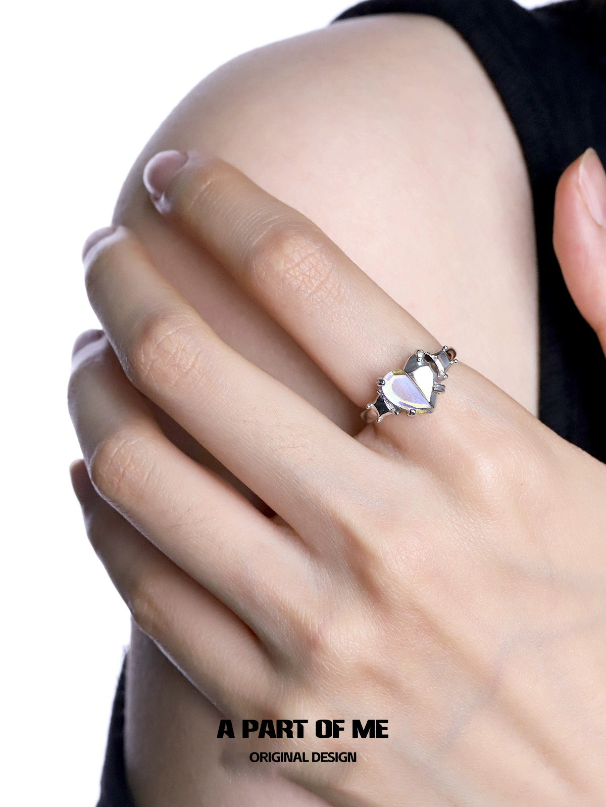 A Part of Me color changing armor ring featuring a heart-shaped stone for a unique look