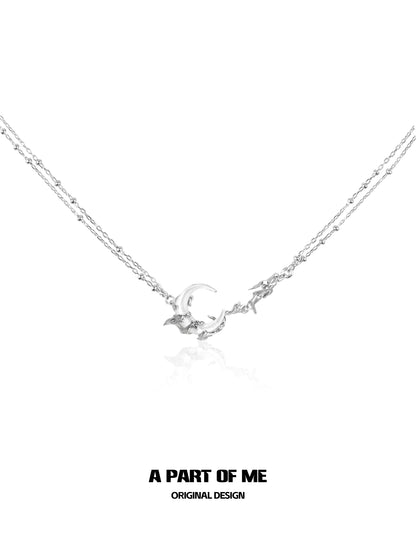 A PART OF ME crescent moon necklace in silver with delicate chain design for a stylish look