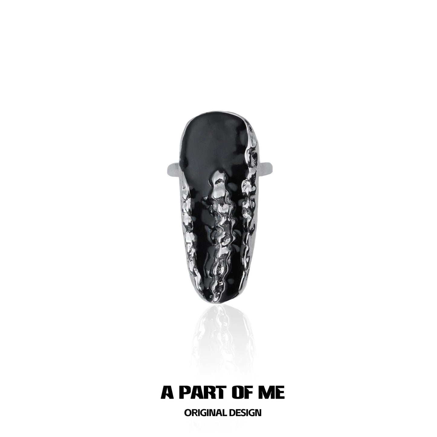 A PART OF ME dark queen finger guard ring featuring a sleek black finish with textured details