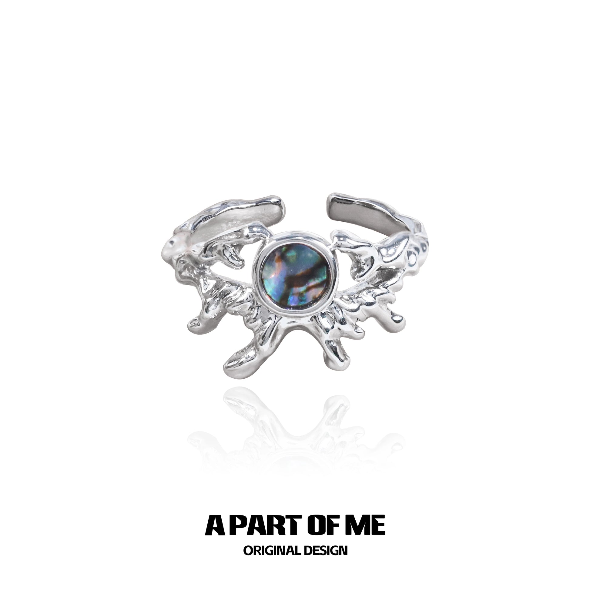 A Part of Me deep sea jellyfish ring in silver with a colorful gemstone for a unique accessory