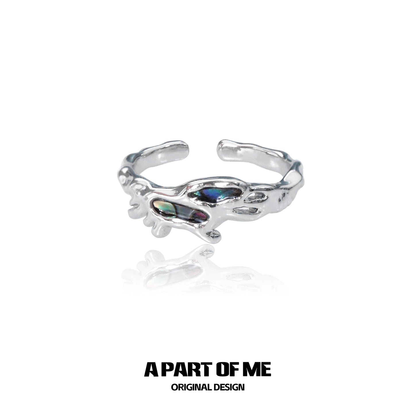 A PART OF ME silver deep sea jellyfish ring with unique design and iridescent detailing