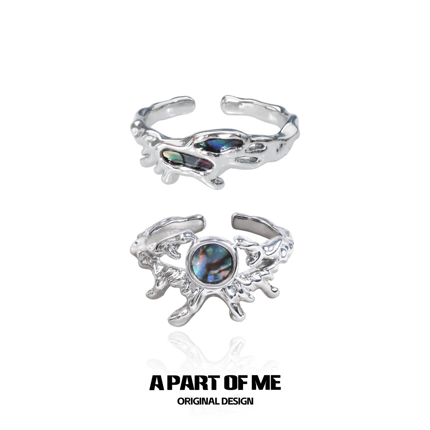Unique A PART OF ME deep sea jellyfish ring in silver with a colorful gemstone detail