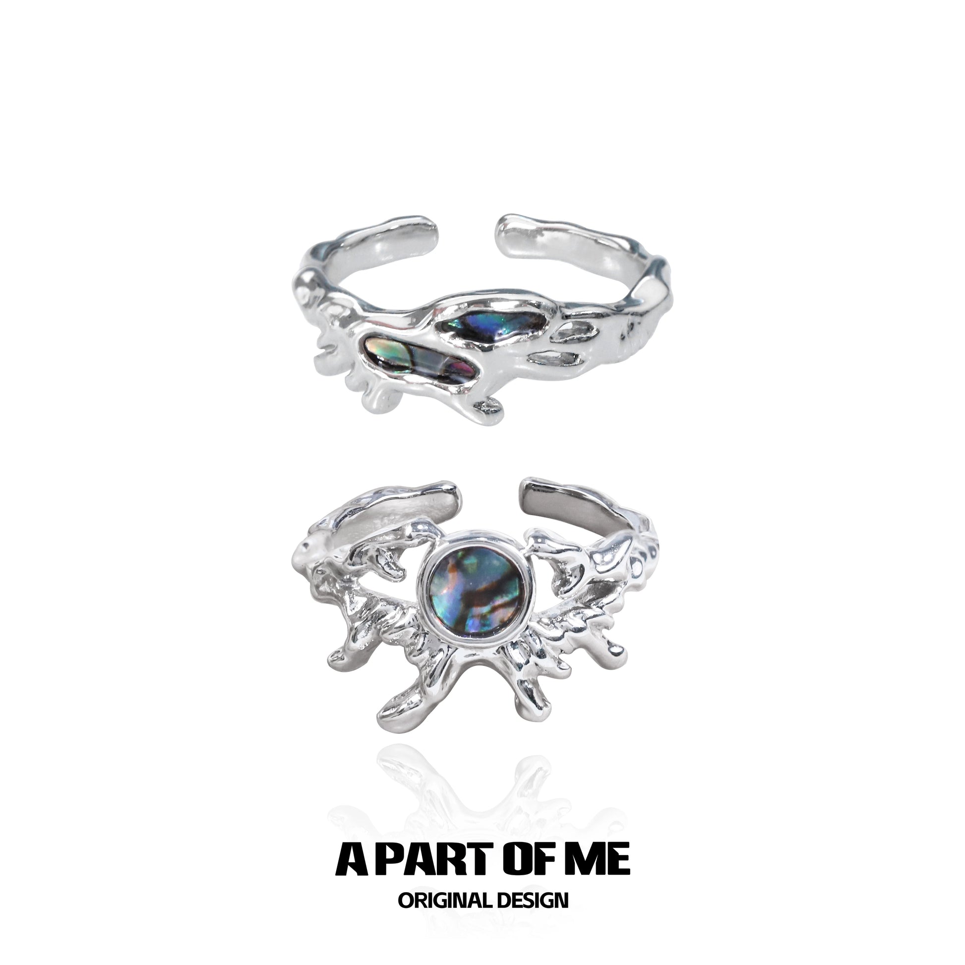 Unique A PART OF ME deep sea jellyfish ring in silver with a colorful gemstone detail