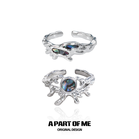 Unique A PART OF ME deep sea jellyfish ring in silver with a colorful gemstone detail