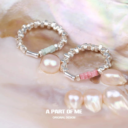 Dopamine ring set featuring colorful beads, designed for stylish and meaningful jewelry wear