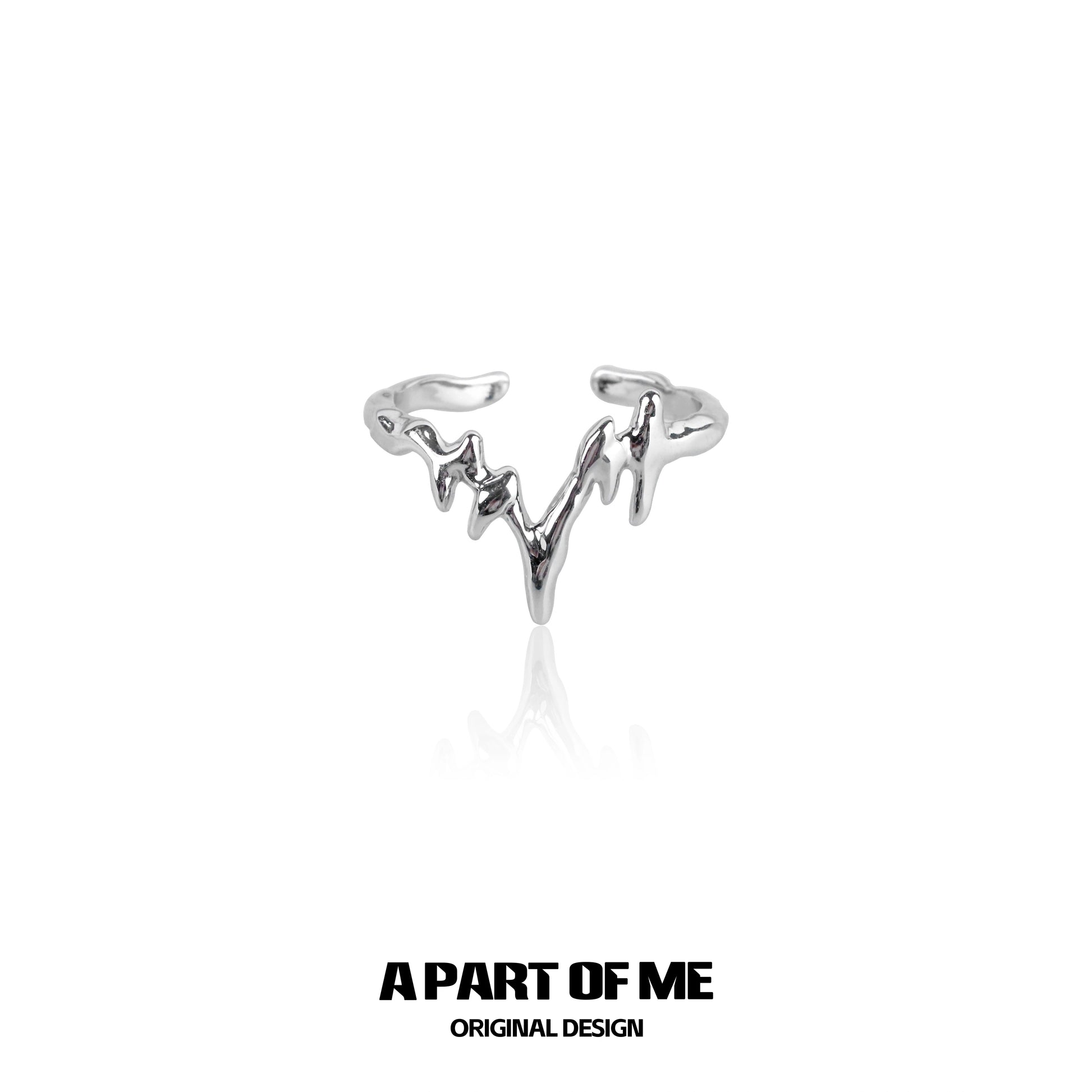 Electrocardiogram wave silver ring with a unique heartbeat design for stylish jewelry lovers