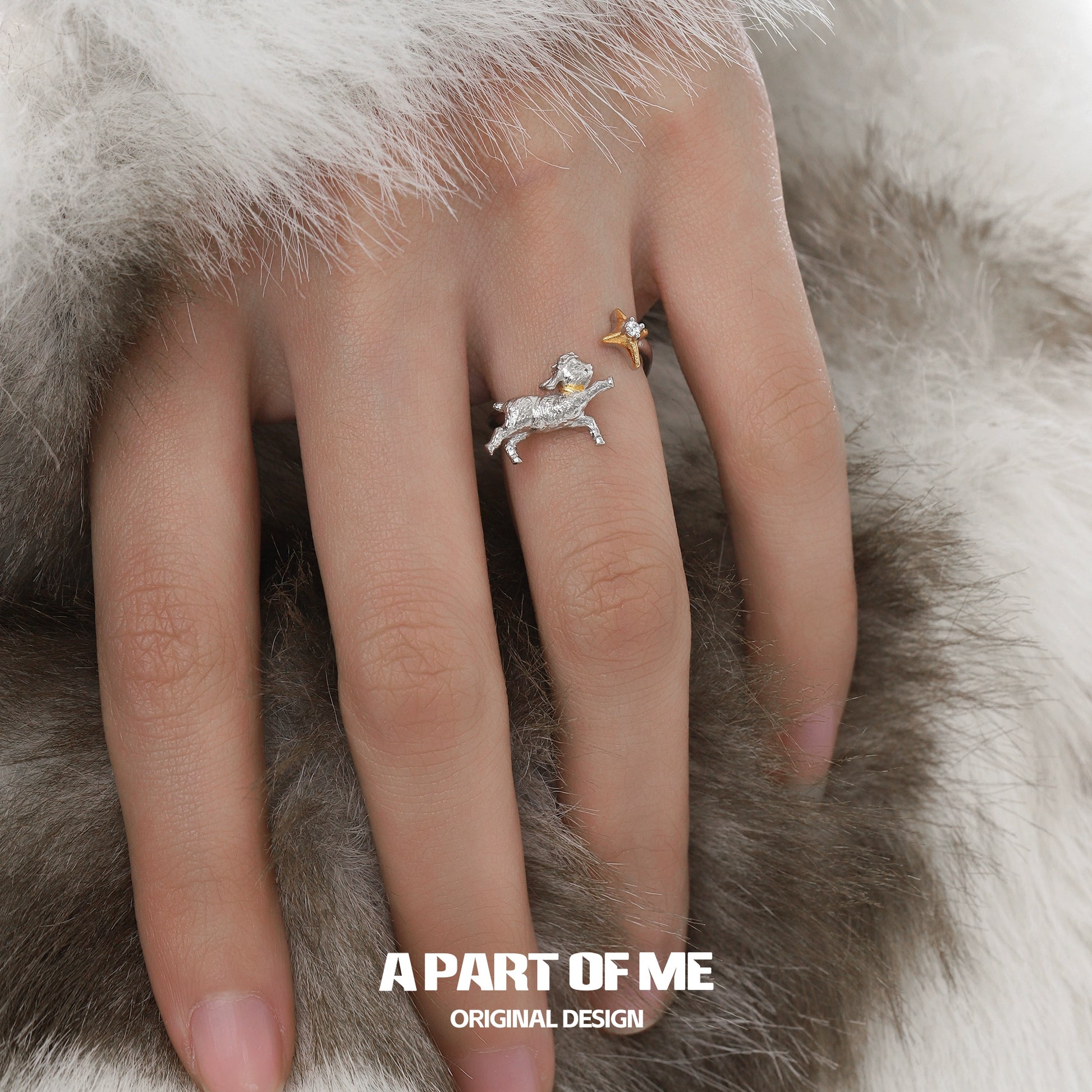 Good night lamb ring from A PART OF ME featuring a delicate lamb design in silver