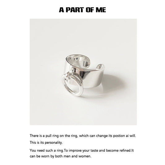A PART OF ME hip hop pull tab ring in silver with adjustable pull tab detail for versatile wear