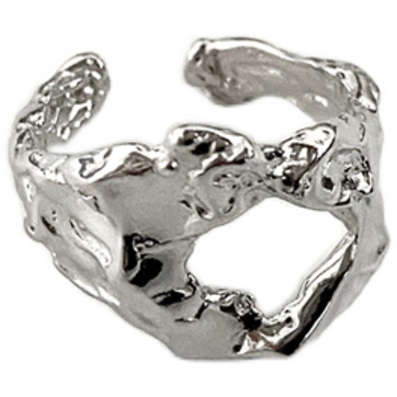 Imperfect beauty silver ring featuring a unique organic design and adjustable fit for everyday wear