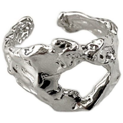 Imperfect beauty silver ring featuring a unique organic design and adjustable fit for everyday wear