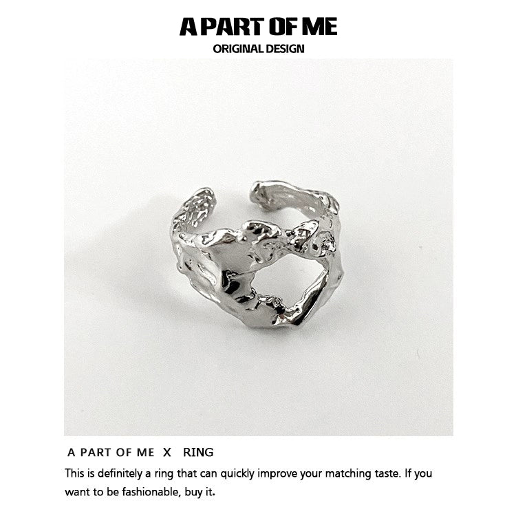A PART OF ME imperfect beauty silver ring with a unique textured design for stylish versatility