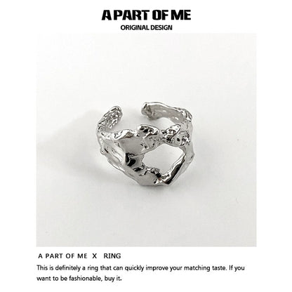 A PART OF ME imperfect beauty silver ring with a unique textured design for stylish versatility