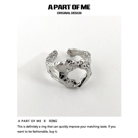 A PART OF ME imperfect beauty silver ring with a unique textured design for stylish versatility