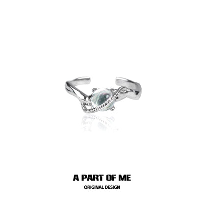 A PART OF ME Mermaid Moonstone Ring with a delicate silver design and shimmering moonstone centerpiece