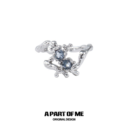A PART OF ME mermaid texture silver ring featuring intricate design and sparkling stones