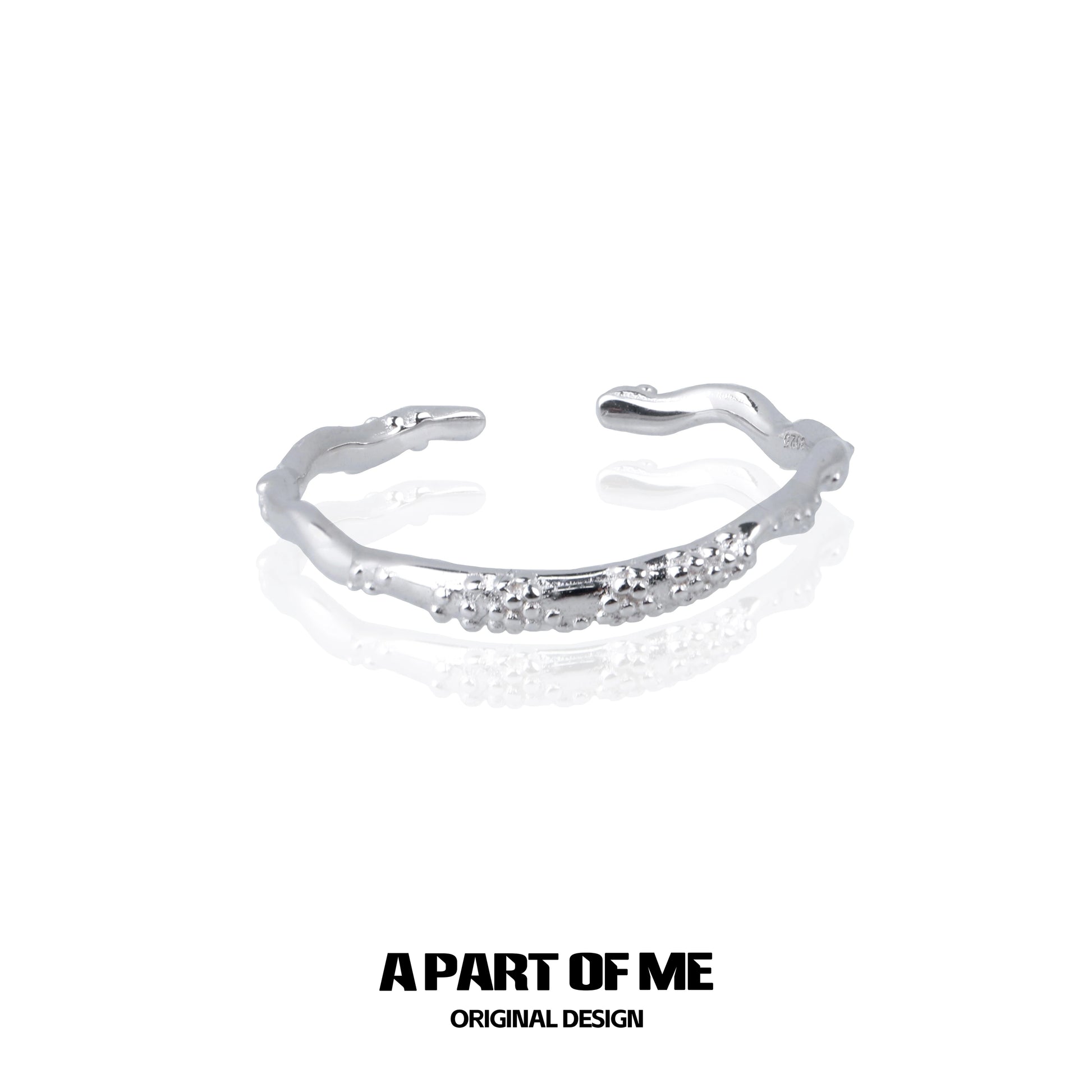Minimalist lunar texture ring by A PART OF ME with a unique design and polished finish