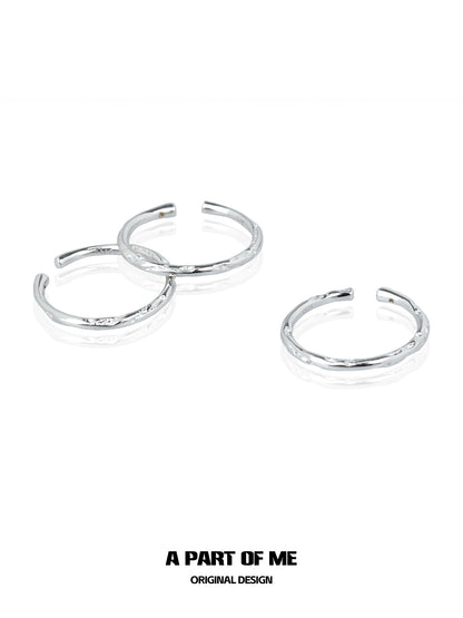 Three minimalist stack rings in silver by A PART OF ME with a sleek and modern design