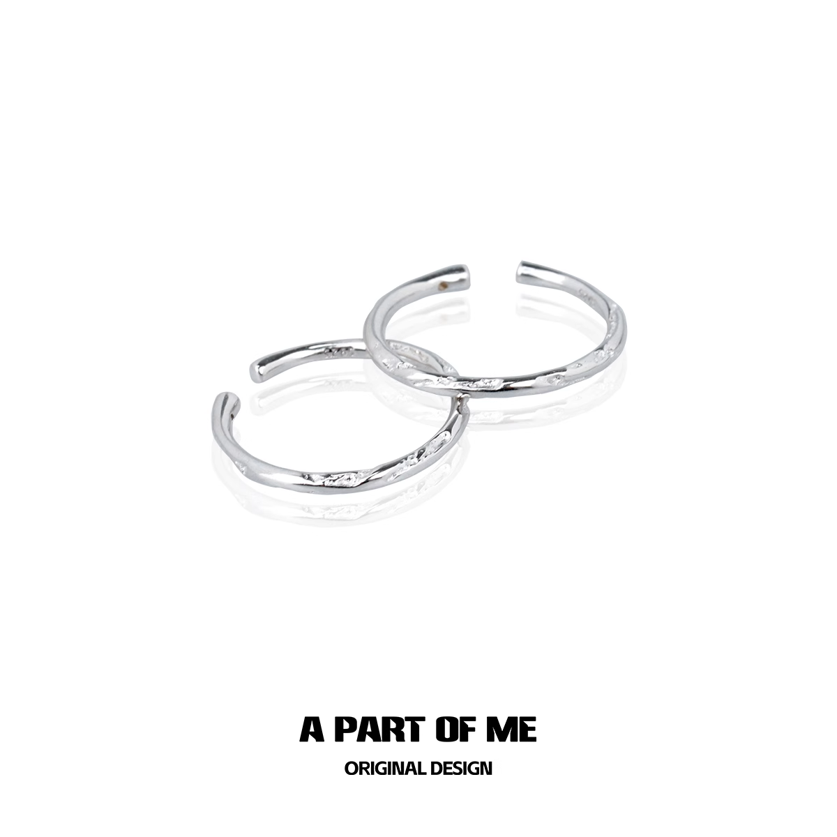 Two silver minimalist stack rings from A PART OF ME designed for elegant layering