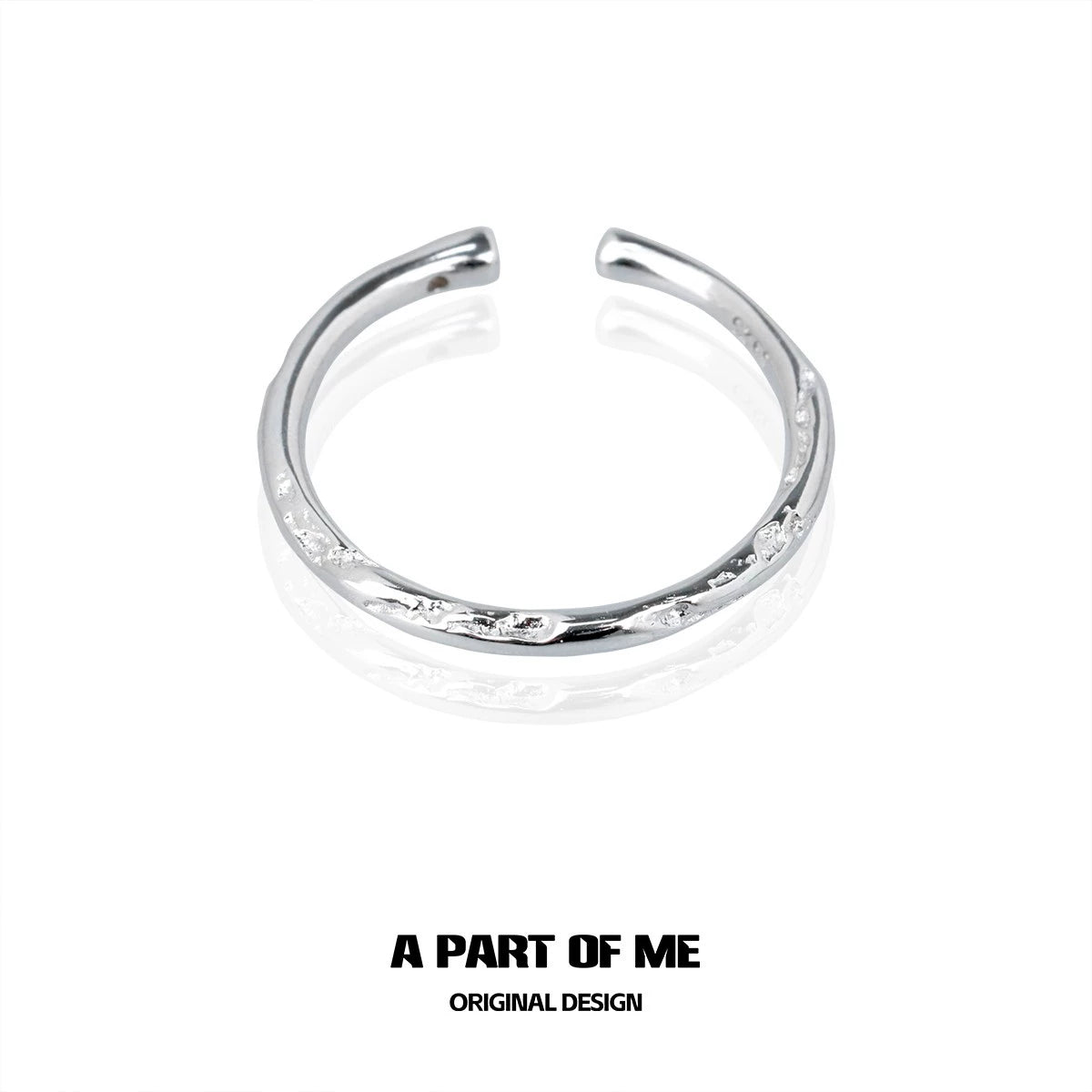 A PART OF ME minimalist stack rings featuring a sleek silver design with a textured finish