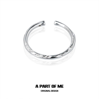 A PART OF ME minimalist stack rings featuring a sleek silver design with a textured finish