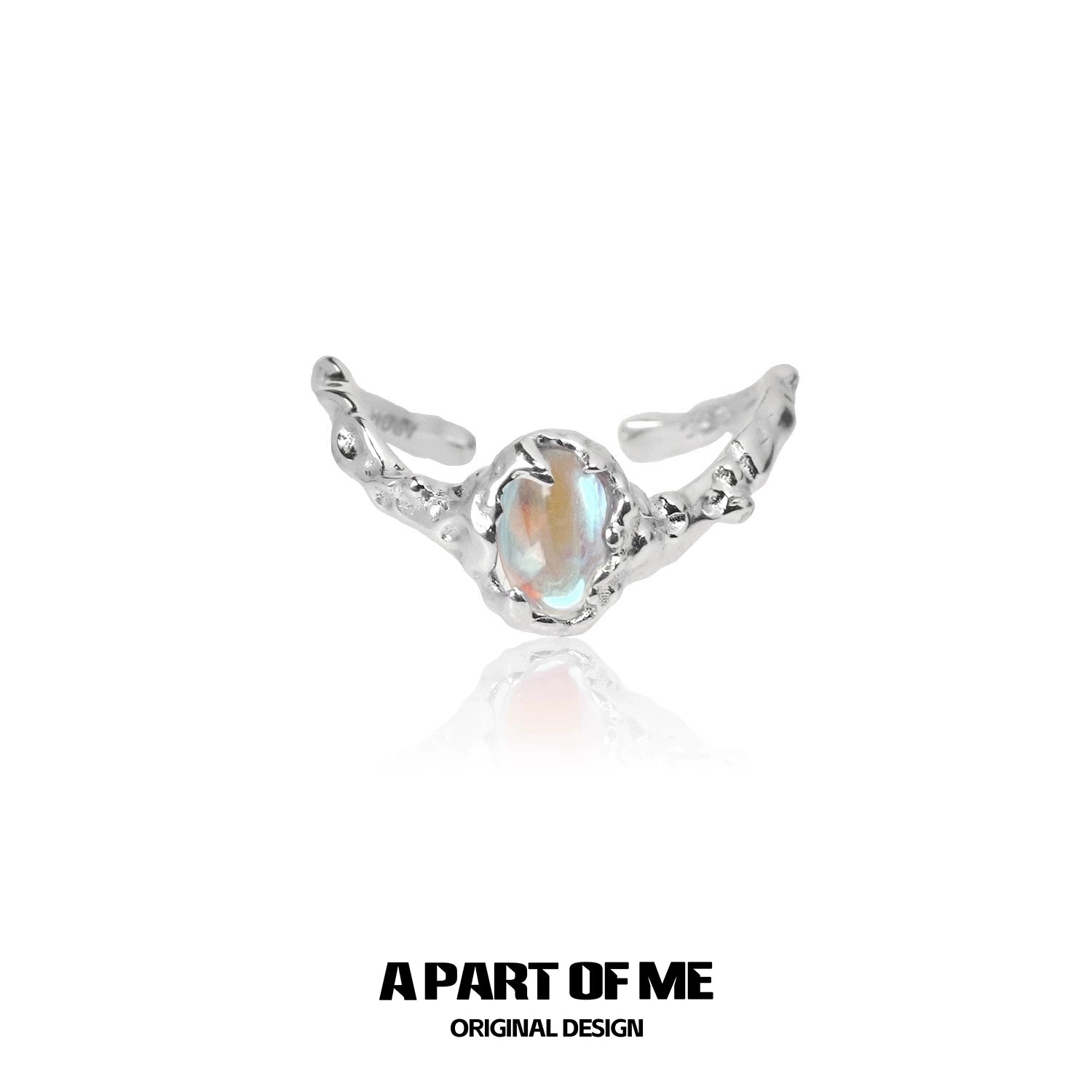Moonstone silver ring with intricate design and beautiful stone centerpiece from A PART OF ME