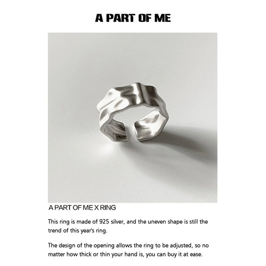 A PART OF ME orchid texture punk ring in 925 silver with an adjustable design for a perfect fit